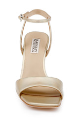 Gold Iridescent | Cady Leather Sandals with Heart-Shaped Buckle Front