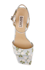 Mist Blue Fabric | Cady Leather Sandals with Heart-Shaped Buckle Top