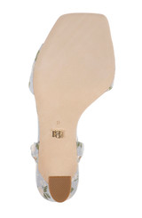 Mist Blue Fabric | Cady Leather Sandals with Heart-Shaped Buckle Sole