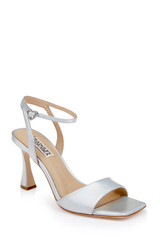Silver Iridescent | Cady Leather Sandals with Heart-Shaped Buckle Front Side