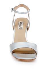 Silver Iridescent | Cady Leather Sandals with Heart-Shaped Buckle Front