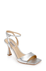 Silver | Cady Leather Sandals with Heart-Shaped Buckle
