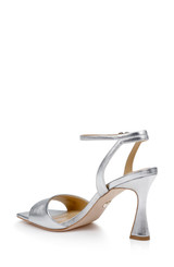 Silver | Cady Leather Sandals with Heart-Shaped Buckle