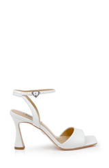 Soft White | Cady Leather Sandals with Heart-Shaped Buckle