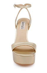 Gold Iridescent | Caia Platform Sandal with Heart-Shaped Buckle Front