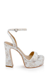 Ivory Jacquard | Caia Platform Sandal with Heart-Shaped Buckle Side