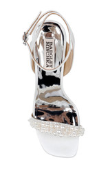 Soft White | Calida Satin Block Heels with Pearled Vamp