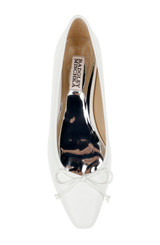 White Leather | Cam Pointed Toe Leather Flats with Bow