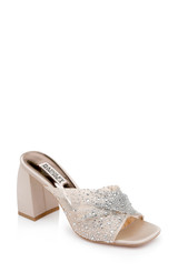 Nude | Camelia Crystal-Embellished Peep-Toe Mules with Block Heel