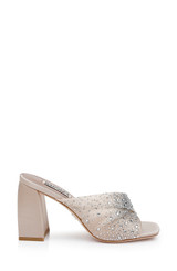 Nude | Camelia Crystal-Embellished Peep-Toe Mules with Block Heel