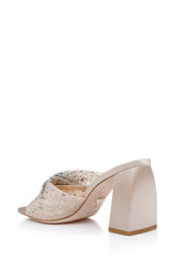 Nude | Camelia Crystal-Embellished Peep-Toe Mules with Block Heel