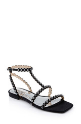 Black | Cami Pearled Gladiator Flat Sandal