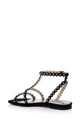 Black | Cami Pearled Gladiator Flat Sandal