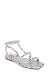 Silver | Cami Pearled Gladiator Flat Sandal