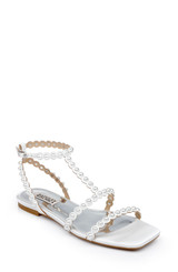 White | Cami Pearled Gladiator Flat Sandal