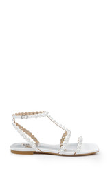 White | Cami Pearled Gladiator Flat Sandal