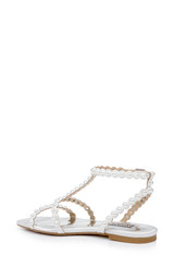 White | Cami Pearled Gladiator Flat Sandal