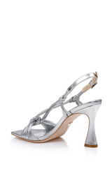 Silver | Carmine Leather Knot-Detail Slingback Sandal