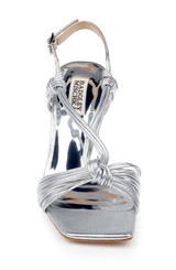 Silver | Carmine Leather Knot-Detail Slingback Sandal