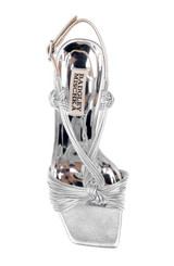 Silver | Carmine Leather Knot-Detail Slingback Sandal