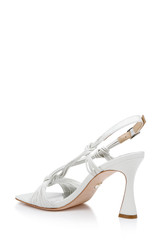 Soft White | Carmine Leather Knot-Detail Slingback Sandal