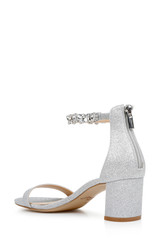Silver Glitter | Catalina Open Toe Block Heel