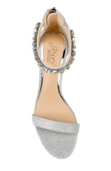 Silver Glitter | Catalina Open Toe Block Heel