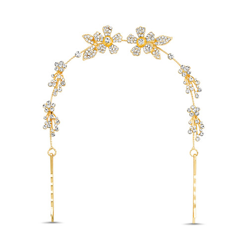 Gold | Rhinestone Flower Hair Wreath