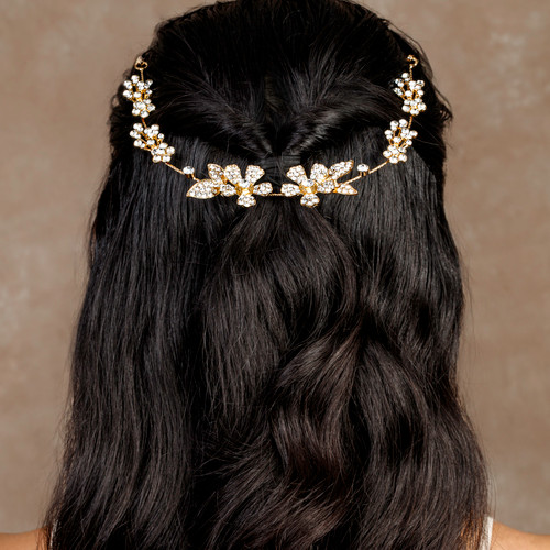 Gold | Rhinestone Flower Hair Wreath