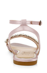 Pastel Pink | Daria Pearl and Crystal Flat Sandals