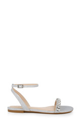 Silver | Daria Pearl and Crystal Flat Sandals