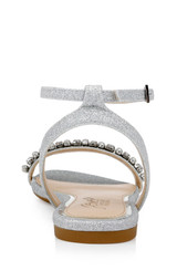 Silver | Daria Pearl and Crystal Flat Sandals