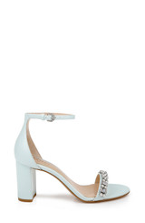 Pale Blue | Daylann Pearl and Crystal Block Heel Sandal