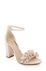 Champagne | Deva Ruffle High Block Heel