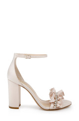 Champagne | Deva Ruffle High Block Heel