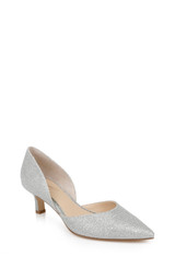 Silver | Dotty Glitter D'orsay Kitten Heel