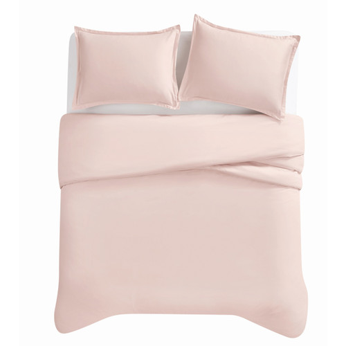 Blush | Cotton Sateen Blush 3 Piece Duvet Set Overhead