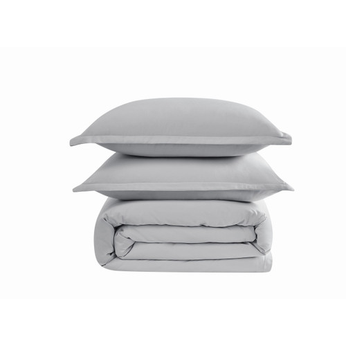 Grey | Cotton Sateen Grey 3 Piece Duvet Set Silo