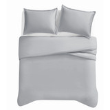 Grey | Cotton Sateen Grey 3 Piece Duvet Set Overhead