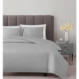 Grey | Cotton Sateen Grey 3 Piece Duvet Set Closeup