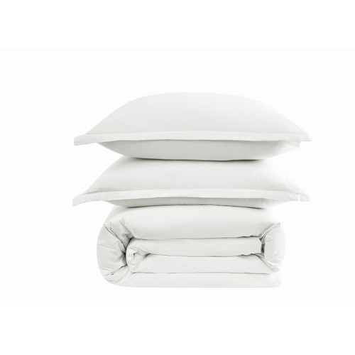 White | Cotton Sateen White 3 Piece Duvet Set Silo