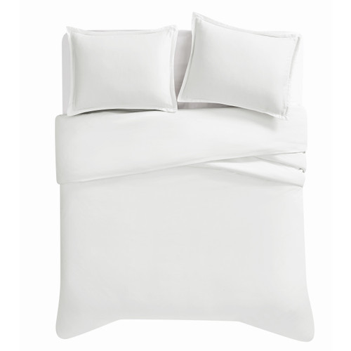 White | Cotton Sateen White 3 Piece Duvet Set Overhead