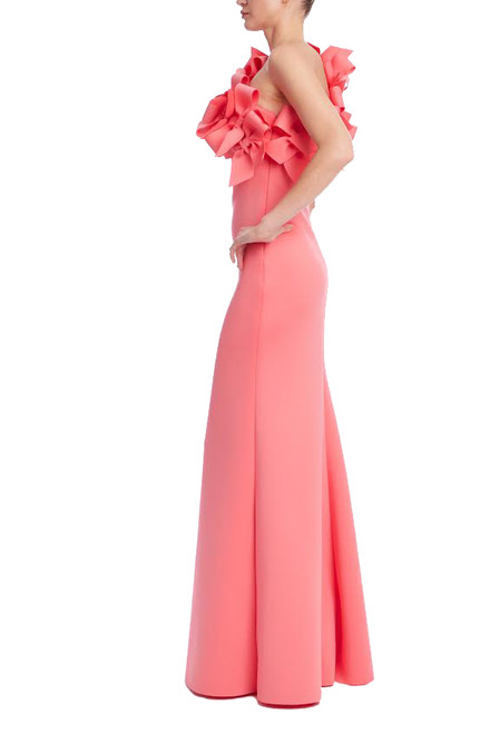 Coral | 3D Bow One Shoulder Column Gown Side