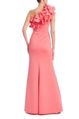 Coral | 3D Bow One Shoulder Column Gown Back