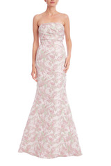 Pink Multi | Strapless Floral Jacquard Mermaid Gown Front