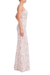 Pink Multi | Strapless Floral Jacquard Mermaid Gown Side