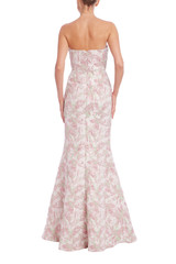 Pink Multi | Strapless Floral Jacquard Mermaid Gown Back