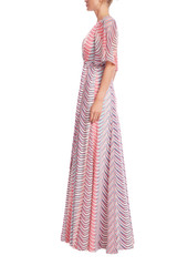 Coral Multi | Printed Elbow Sleeve Wrap Gown Side