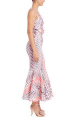Coral Multi | Chevron Sleeveless Mermaid Midi Dress Side
