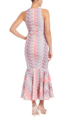 Coral Multi | Chevron Sleeveless Mermaid Midi Dress Back